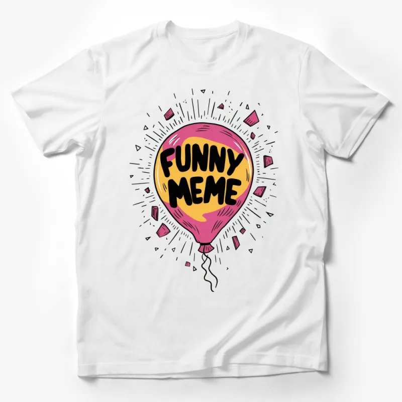 Funny Meme Balloon Graphic T-Shirt, Vibrant Humorous Tee, Unisex Casual Party Wear Male T-Shirt