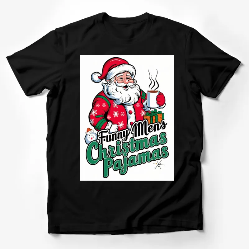 Funny Men's Christmas Pajamas T-Shirt with Santa Graphic, Holiday Tee, Festive Xmas Apparel Male T-Shirt