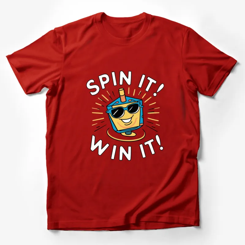 Spin It Win It Colorful Dreidel Hanukkah Holiday T-Shirt, Fun Jewish Game Graphic Tee Male T-Shirt