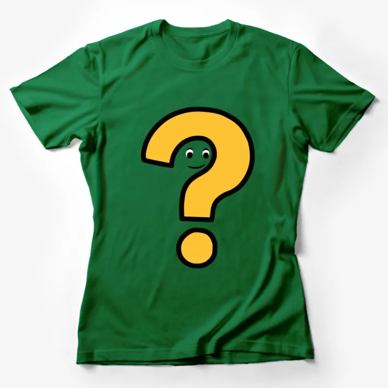 Smiley Face Question Mark T-Shirt, Fun Quirky Graphic Tee, Unique Yellow Black Shirt, Casual Wear Female T-Shirt