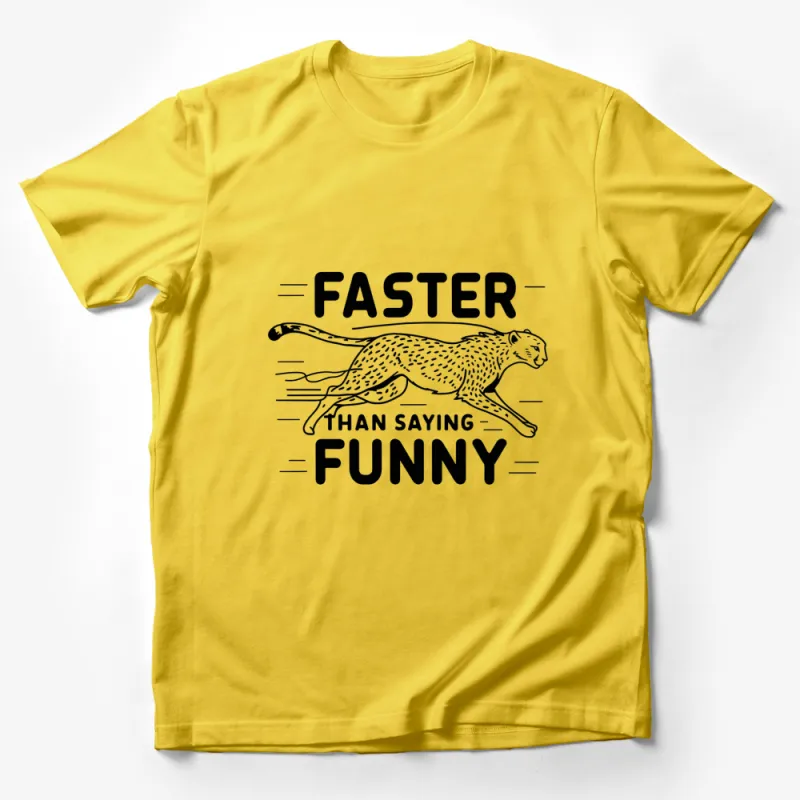 Faster Than Saying Funny Cheetah Graphic T-Shirt, Black and White Animal Tee Male T-Shirt