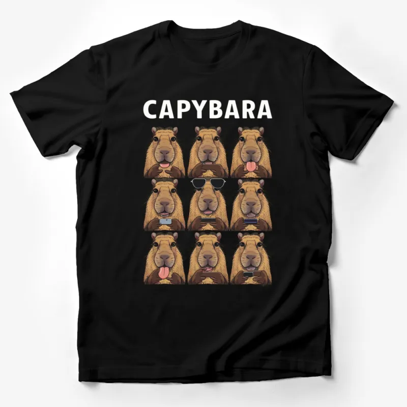 Capybara T-Shirt, Cute Animal Faces Design, Fun Nature Inspired Graphic Tee for All Ages Male T-Shirt