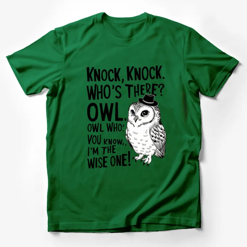 Funny Owl T-Shirt, Knock Knock Joke, Wise Owl with Hat, Black and White Graphic Tee, Unisex Shirt Gift Male T-Shirt