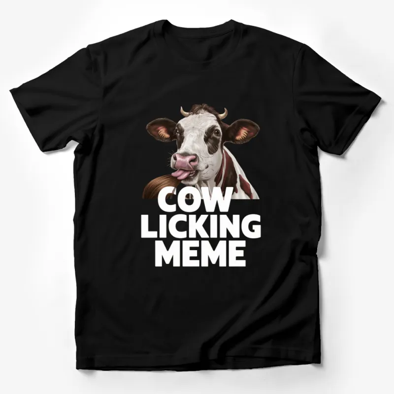 Funny Cow Licking Meme T-Shirt, Novelty Graphic Tee, Farm Animal Lover Gift, Casual Wear for Men and Women Male T-Shirt