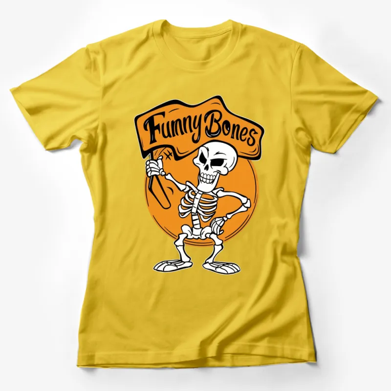 Funny Bones Skeleton Graphic T-Shirt, Cool Halloween Skeleton Dance Tee, Unisex Female T-Shirt