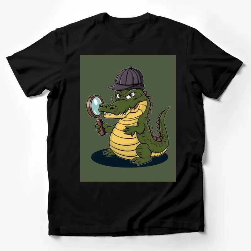 Detective Alligator Cartoon T-Shirt, Fun Kid's Mystery Shirt, Unique Geek Apparel, Cool Graphic Tee Male T-Shirt