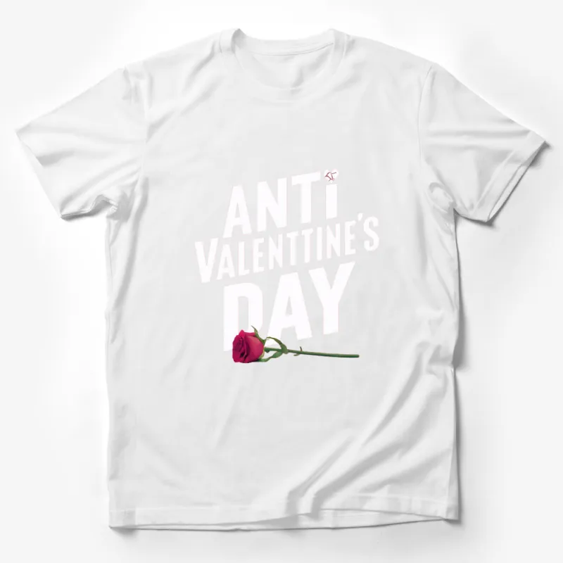 Anti Valentine's Day T-Shirt - Bold Black and White Graphic with Rose, Funny Single Awareness Tee Male T-Shirt