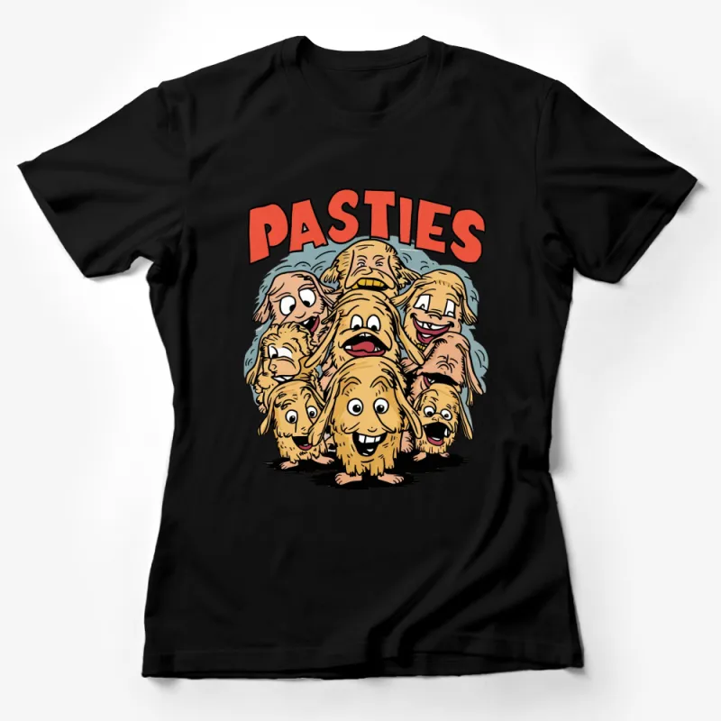 Funny Pasties Cartoon Characters T-Shirt, Cute Food Comic Design, Unisex Graphic Tee Female T-Shirt