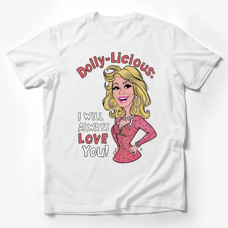 Dolly-Licious Fan T-Shirt, I Will Always Love You, Pink Cartoon Graphic Tee, Music Lover Gift Male T-Shirt