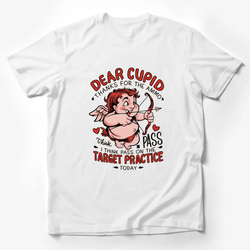 Funny Cupid T-Shirt, Dear Cupid Thanks for the Ammo, Valentine's Day Humor Tee, Target Practice Shirt Design Male T-Shirt