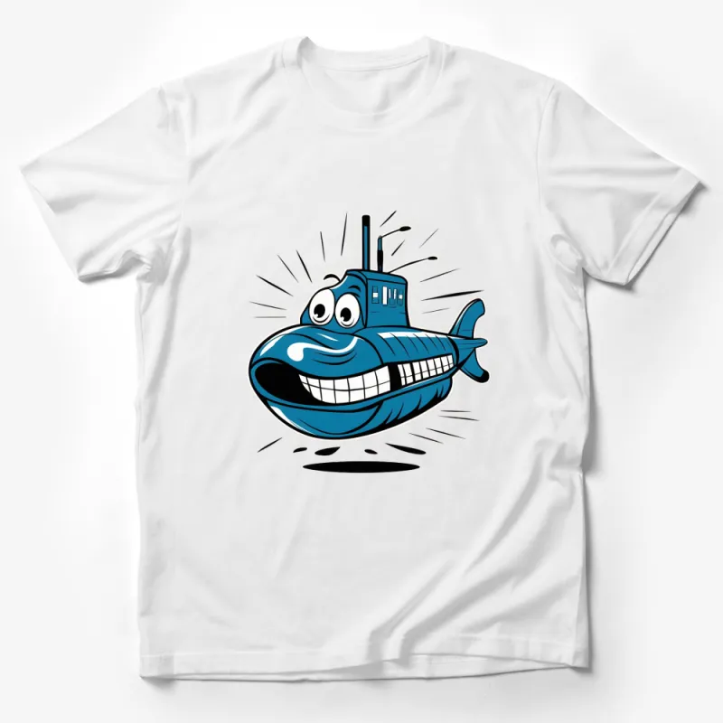 Kids Blue Submarine Cartoon T-Shirt, Fun Sea Adventure Graphic Tee, Unisex Children's Clothing Male T-Shirt