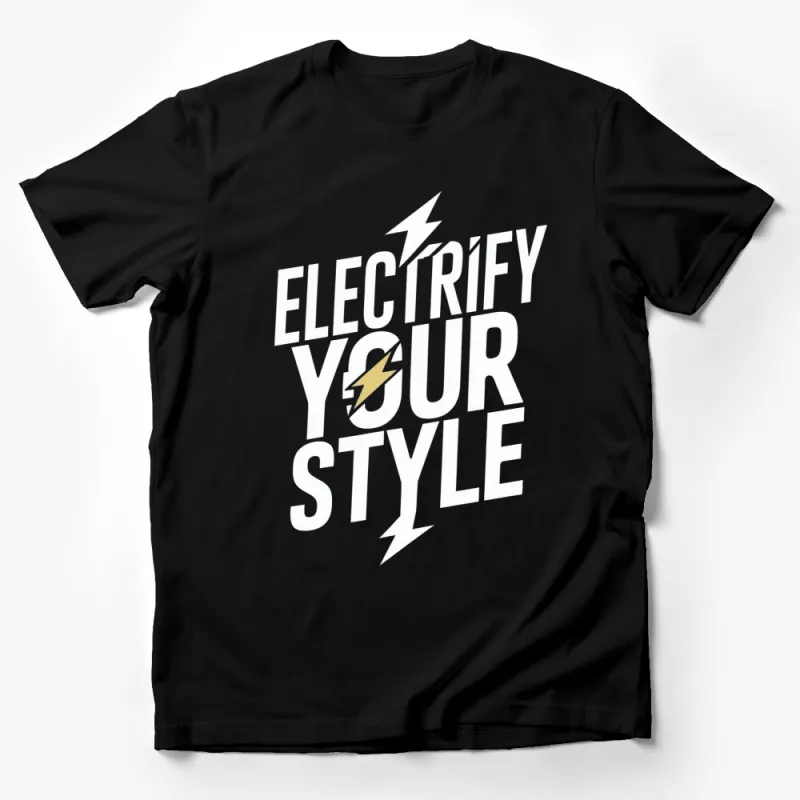 Electrify Your Style T-Shirt Bold Graphic Tee Lightning Bolt Design Black and White Fashion Top Male T-Shirt