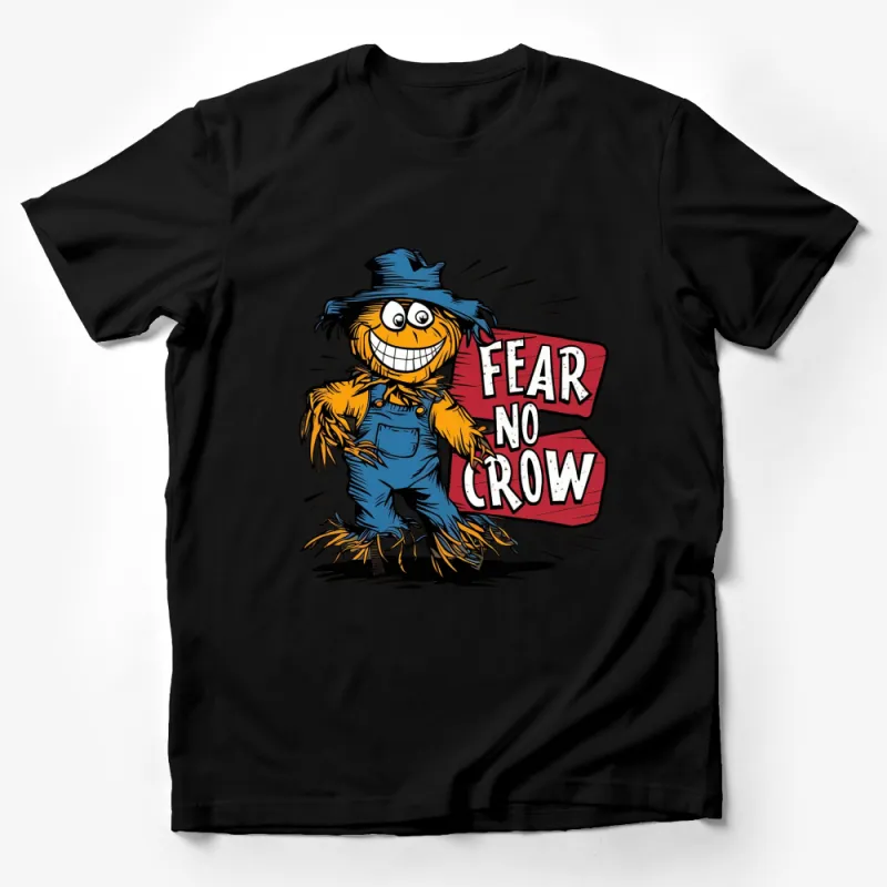 Fear No Crow Scarecrow T-Shirt, Funny Halloween Farm Graphic Tee, Unique Fall Apparel Male T-Shirt