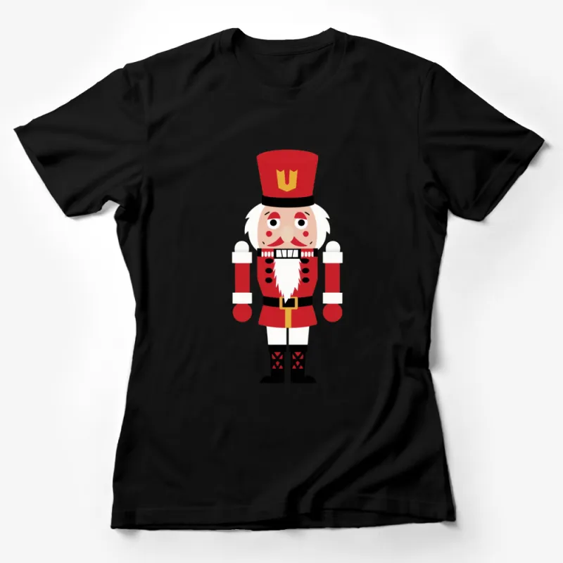 Festive Nutcracker Soldier T-Shirt, Holiday Season Graphic Tee, Red and White Design, Unisex Adult Clothing Female T-Shirt