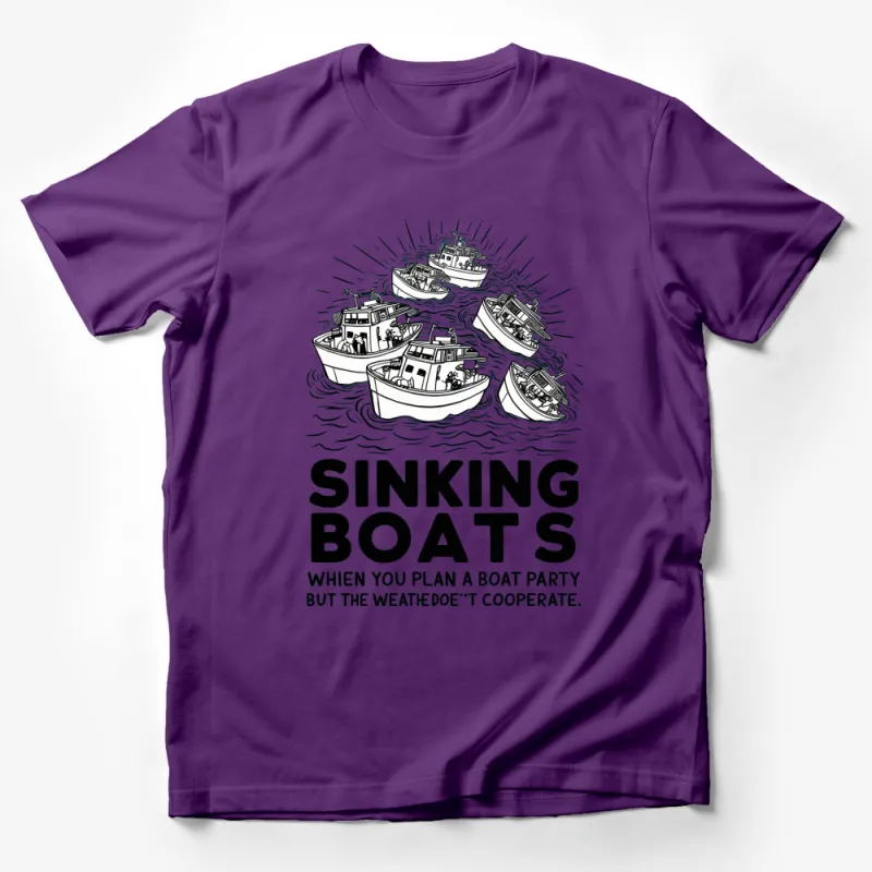 Sinking Boats Graphic Tee, Funny Boat Party Shirt, Nautical Ocean T-Shirt, Unisex Male T-Shirt