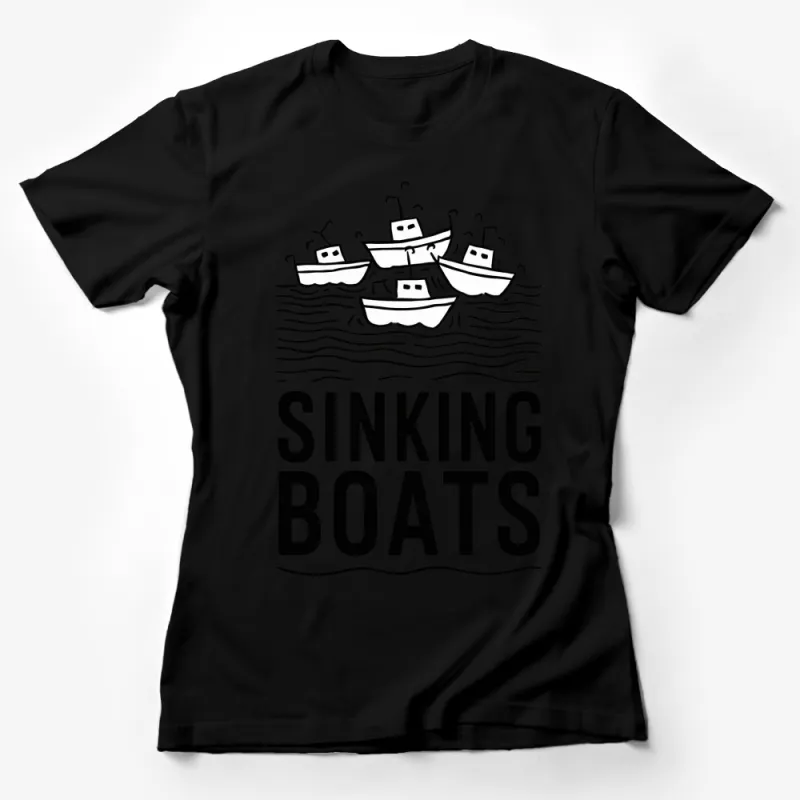 Sinking Boats Graphic T-Shirt, Black and White Nautical Design, Unisex ...