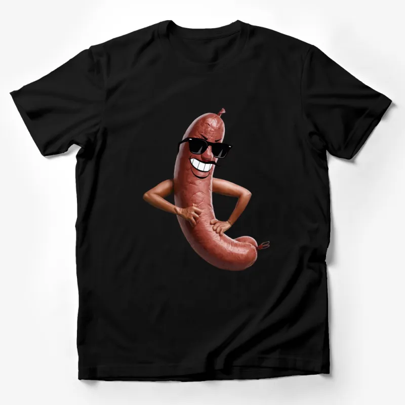 Funny Sausage Character T-Shirt, Cool Foodie Graphic Tee, Unique Meat Lover Gift, Hip Novelty Shirt Male T-Shirt