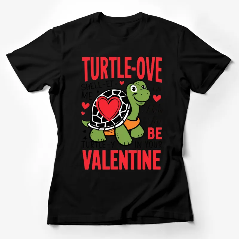 Cute Turtle Love Valentine's Day T-Shirt, Heart Shell Graphic Tee, Romantic Gift for Her Female T-Shirt