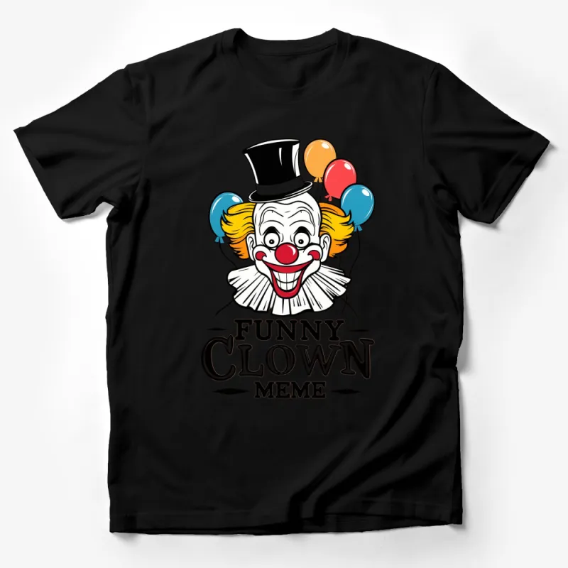 Funny Clown Meme T-Shirt, Colorful Balloons and Hat, Unisex Graphic Tee Male T-Shirt