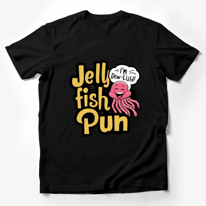 Playful Jellyfish Pun T-Shirt, Cute 'I'm Dew-Lish' Graphic Tee, Unisex Casual Wear Male T-Shirt