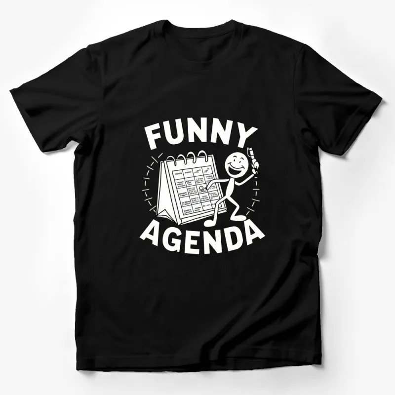 Funny Agenda Cartoon Character Graphic T-Shirt, Casual Unisex Tee with Humorous Design Male T-Shirt