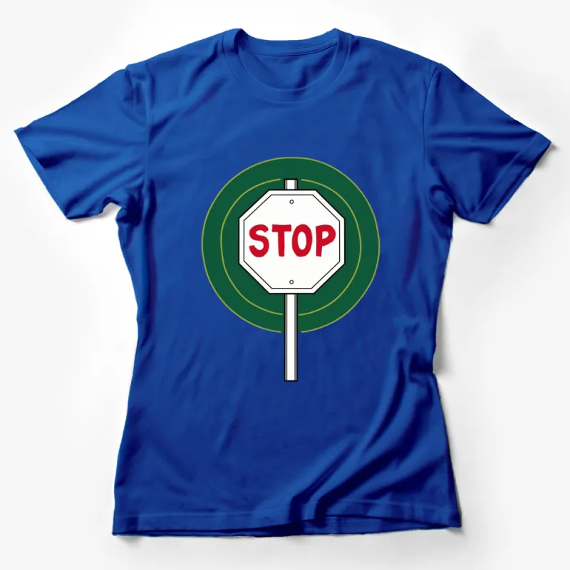 Stop Sign Graphic T-Shirt, Bold Red and Green Street Sign Tee, Unisex Fashion Top for Casual Wear Female T-Shirt