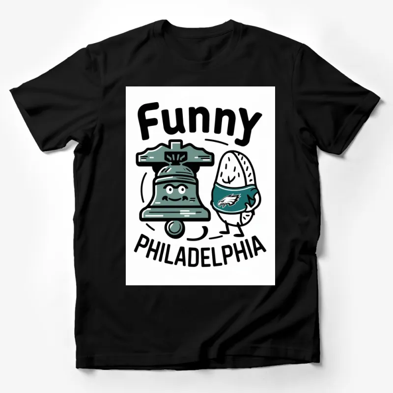 Funny Philadelphia Sports Fan T-Shirt, Liberty Bell and Quirky Football Design, Unique Graphic Tee Gift Male T-Shirt