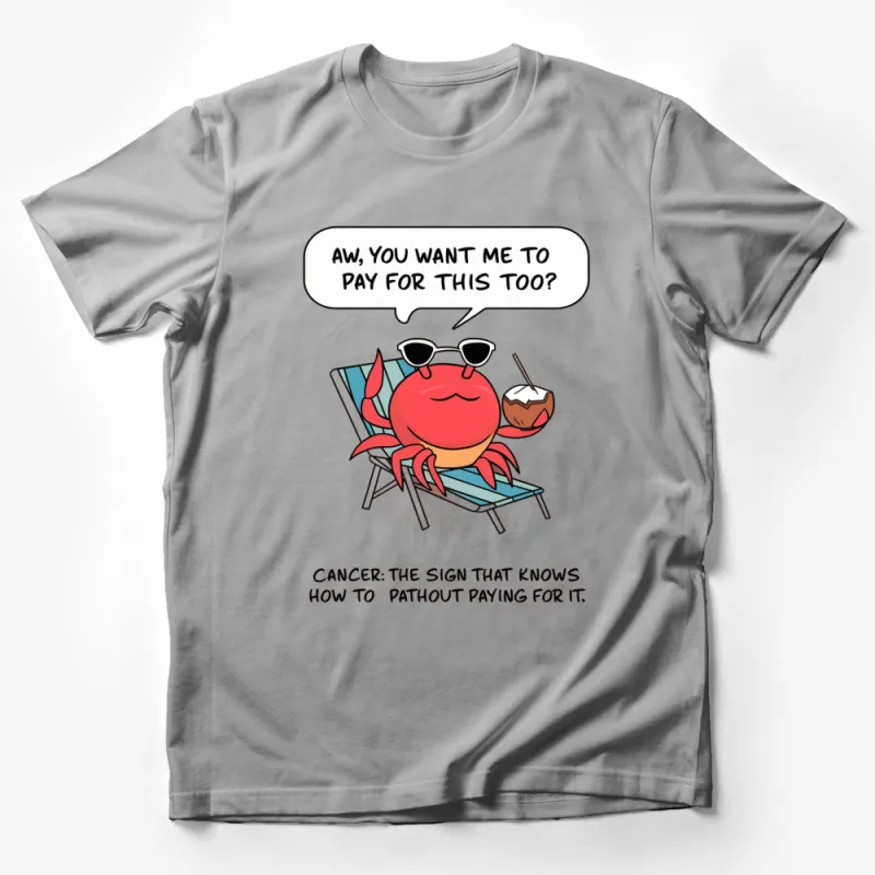 Funny Crab T-Shirt, Cancer Zodiac Sign, Beach Vacation Tee, Summer Relaxing Crab Humor Shirt Male T-Shirt