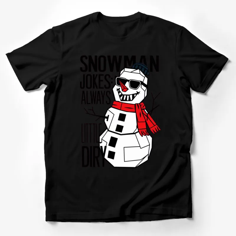 Funny Snowman Jokes T-Shirt, Cool Snowman With Sunglasses and Scarf, Unisex Winter Tee Male T-Shirt