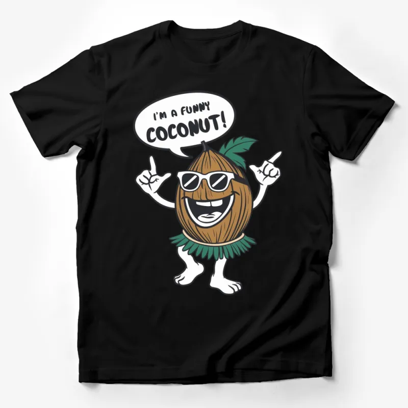 Funny Coconut Cartoon T-Shirt, Tropical Humor Tee, Unisex Graphic Shirt, Gift for Coconut Lovers Male T-Shirt