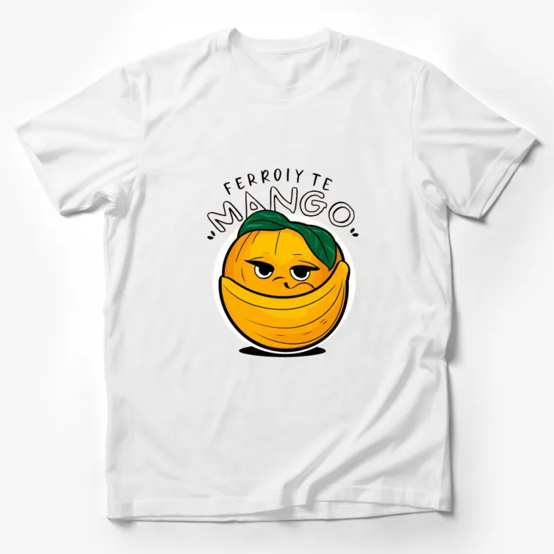 Cute Mango Character T-Shirt, Funny Fruit Design with Text, Unisex Casual Wear Male T-Shirt