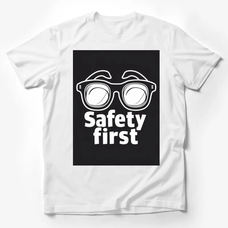 Safety First T-Shirt with Stylish Glasses Design, Unisex Graphic Tee for Casual Wear Male T-Shirt