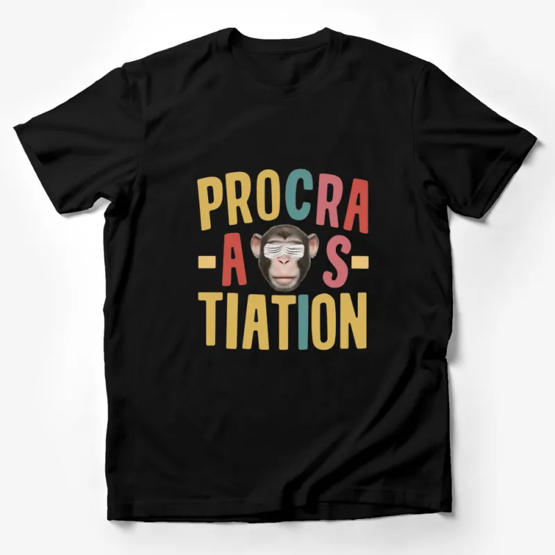 Funny Monkey Procrastination T-Shirt, Colorful Graphic Tee, Unisex Casual Shirt, Gift for Students and Busy Adults Male T-Shirt