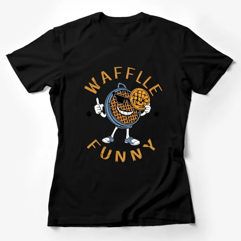 Funny Waffle T-Shirt, Cartoon Breakfast Food, Cool Graphic Tee, Casual Streetwear Top Female T-Shirt