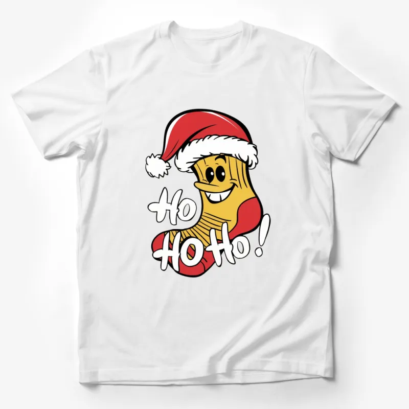 Festive Christmas Star T-Shirt, Holiday Cheer, Santa Hat, Ho Ho Ho Graphic Tee, Xmas Apparel Male T-Shirt