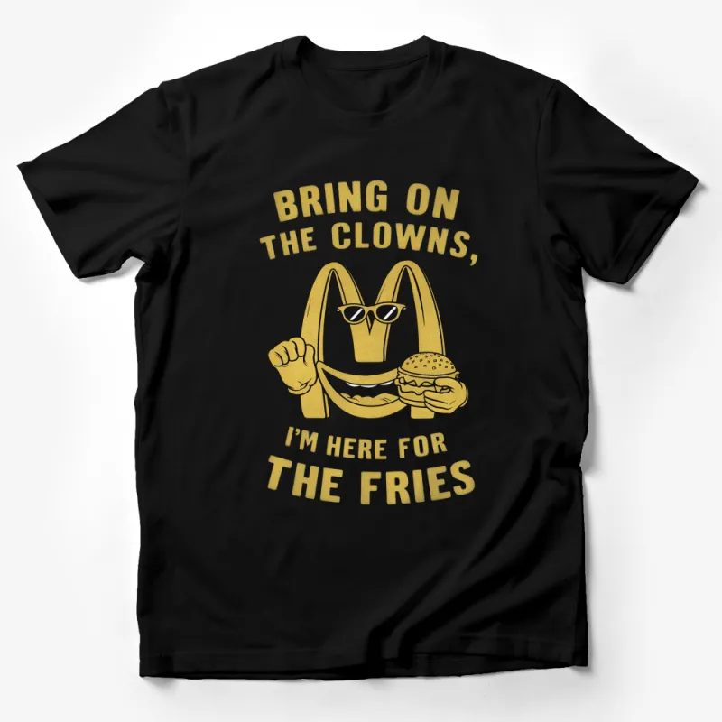 Funny Clown Burger Fries T-Shirt, Cool Bring On The Clowns Graphic Tee, Casual Summer Top Male T-Shirt