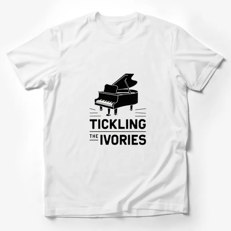 Tickling the Ivories Piano Design T-Shirt, Black and White Graphic Tee, Music Lover Gift Male T-Shirt