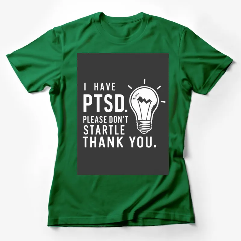 PTSD Awareness T-Shirt, Don't Startle Me Lightbulb Graphic Tee, Mental Health Support Apparel Female T-Shirt