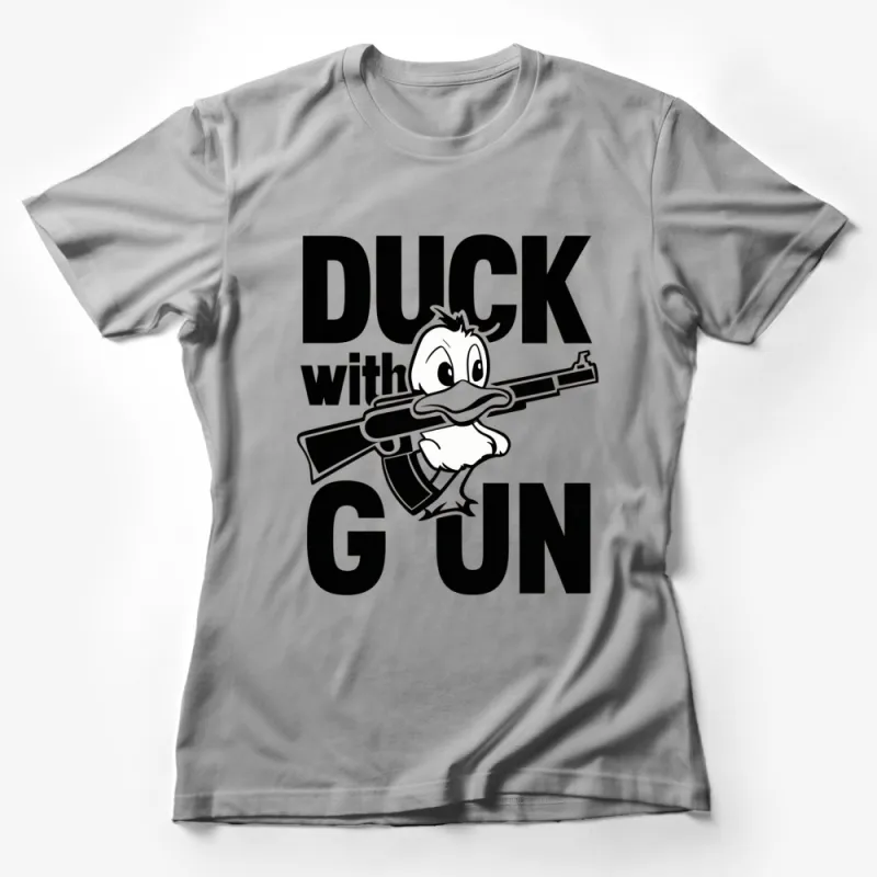 Duck With Gun Graphic T-Shirt, Funny Cartoon Duck, Unisex Tee, Gift for Hunters and Animal Lovers Female T-Shirt