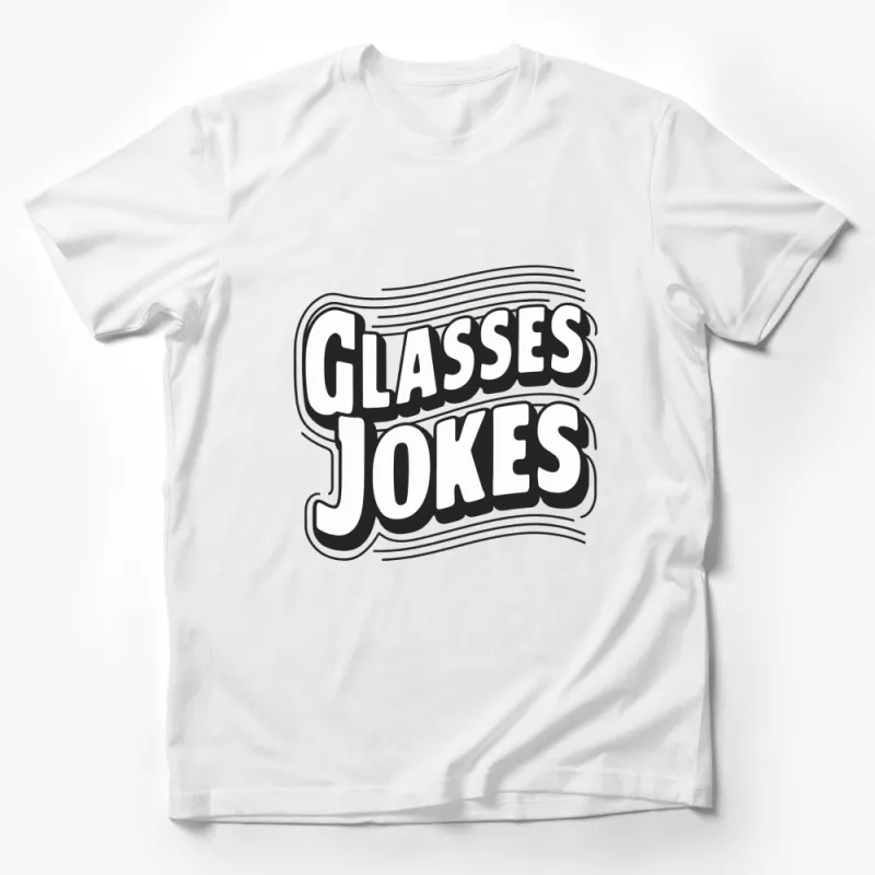 Funny Glasses Jokes Text Graphic T-Shirt, Casual White Tee, Unisex Humor Apparel Male T-Shirt