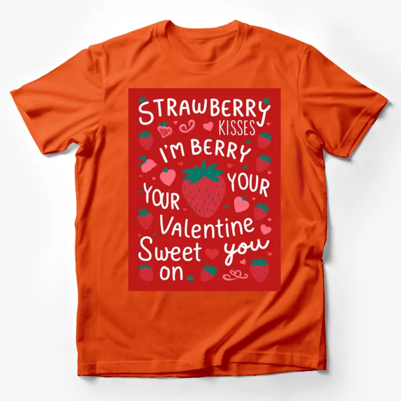 Strawberry Kisses Valentine's Day T-Shirt, I'm Berry Your Valentine, Red Love Heart Tee Male T-Shirt