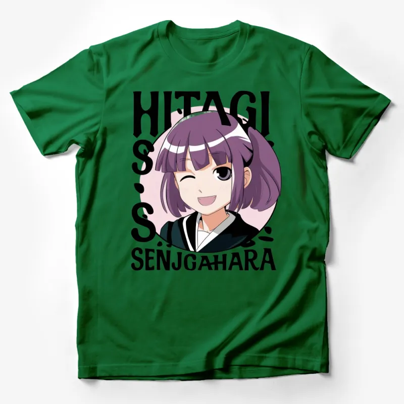 Anime Girl T-Shirt, Cute Manga Character Tee, Casual Otaku Fashion, Graphic Purple Hair Shirt Male T-Shirt