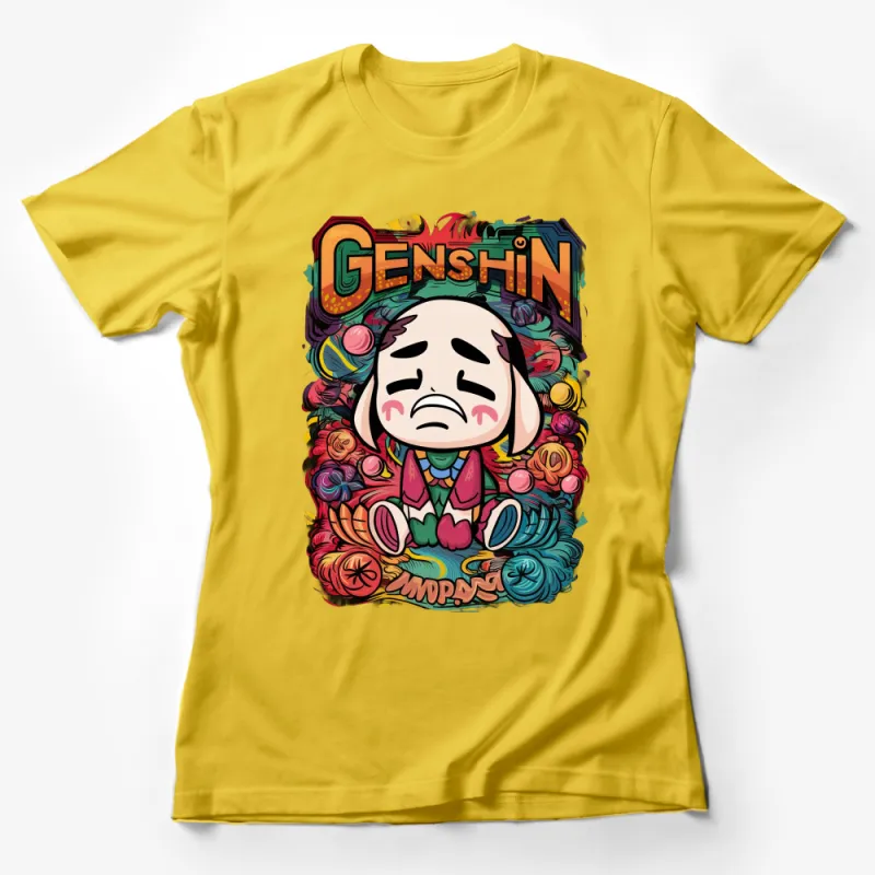 Genshin Impact Fan Art T-Shirt, Colorful Anime Graphic Tee, Unisex Casual Gamer Shirt, Vibrant Character Design Top Female T-Shirt