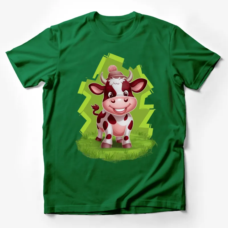 Kids Cartoon Cow T-Shirt, Cute Animal Graphic Tee, Farm Life Inspired Shirt, Unisex Children's Clothing Male T-Shirt