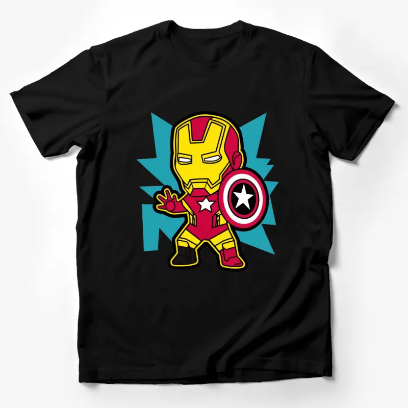 Superhero Graphic Tee, Colorful Comic Character Shirt, Casual Comfortable Cotton Apparel, Unisex T-Shirt Male T-Shirt