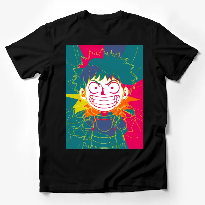 Vibrant Anime Pop Art T-Shirt, Colorful Graphic Tee, Unisex Manga-Inspired Casual Wear, Bold Statement Fashion, Funky Urban Shirt Male T-Shirt