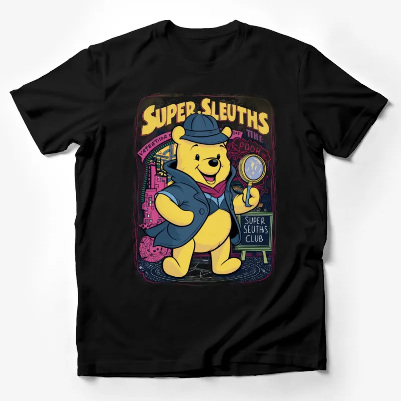 Kids Detective Bear T-Shirt, Cartoon Character Tee, Colorful Fun Shirt for Children, Super Sleuths Playwear Male T-Shirt