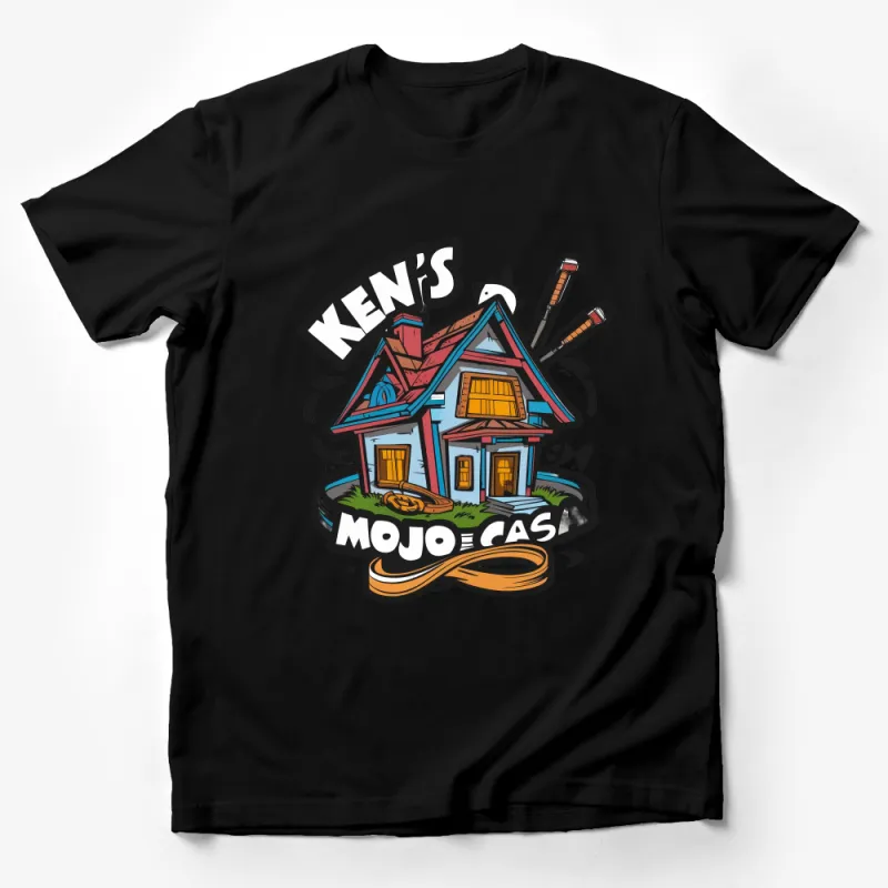 Ken's Mojo Casa Graphic Tee, Colorful Home Illustration, Artist-Designed Unique Unisex T-Shirt, Casual Wear Male T-Shirt