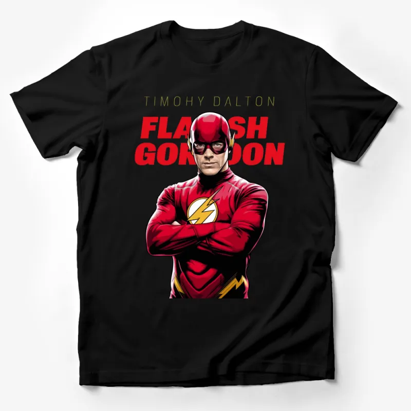 Flash Gordon Inspired T-Shirt, Timothy Dalton Fan Art Tee, Red Comic Book Character, Unisex Graphic Shirt Male T-Shirt