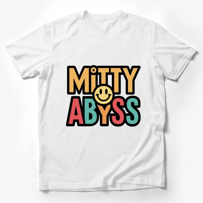 Retro Smiley Face T-Shirt, Vintage Mitty Abyss Graphic Tee, Colorful Unisex Shirt for All Ages Male T-Shirt